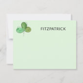Personalized Green Shamrock Irish Family Name ノートカード (正面)