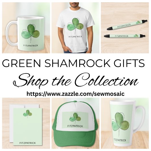 Personalized Green Shamrock Irish Heritage ノートカード