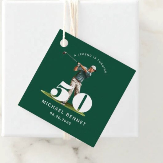 Personalized Green Sports Golf 50th Birthday フェイバータグ