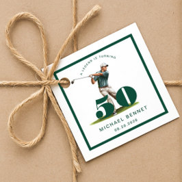 Personalized Green Sports Golf 50th Birthday フェイバータグ
