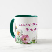 Personalized Green Watercolor Bee Spring Vibes マグカップ (正面左)