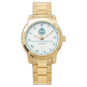 Personalized Green & White Monogram Couple’s Name  腕時計 (正面)