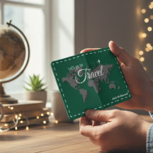 Personalized Green World Map Airplane Travel Desig