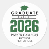 Personalized GreenClass of 2026 Graduation Sticker ラウンドシール (正面)