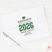 Personalized GreenClass of 2026 Graduation Sticker ラウンドシール (封筒)