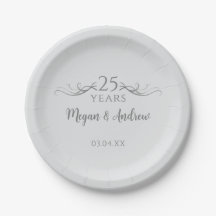 Personalized Grey 25th Wedding Anniversary Party