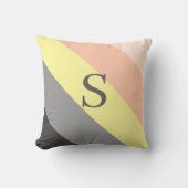 Personalized Grey and Peach Striped Monogram クッション (正面)