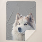 Personalized Grey Dog Photo Blanket シェルパブランケット (正面)