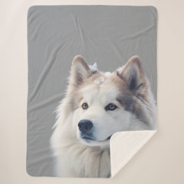 Personalized Grey Dog Photo Blanket シェルパブランケット