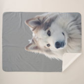 Personalized Grey Dog Photo Blanket シェルパブランケット (正面(横))
