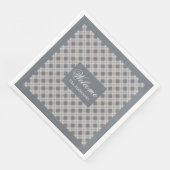 Personalized Grey Plaid Napkins Chic Table Style (コーナー)