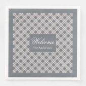 Personalized Grey Plaid Napkins Chic Table Style (正面)