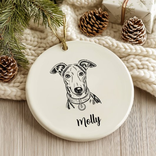 Personalized Greyhound Dog Christmas セラミックオーナメント