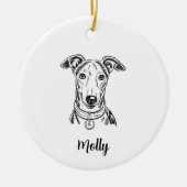 Personalized Greyhound Dog Christmas セラミックオーナメント (正面)