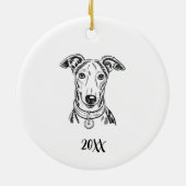 Personalized Greyhound Dog Christmas セラミックオーナメント (裏面)