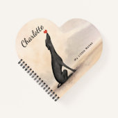 Personalized Greyhound Notebook with Heart ノートブック (正面)