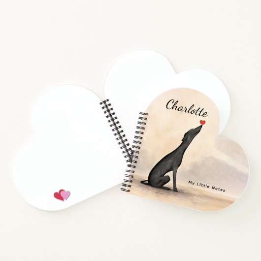 Personalized Greyhound Notebook with Heart ノートブック (内部)