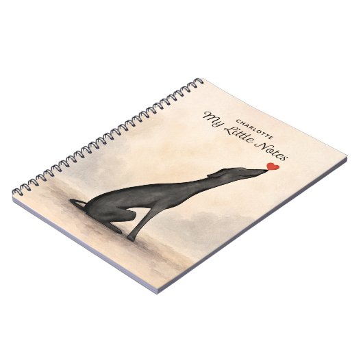 Personalized Greyhound Notebook with Name ノートブック (左側)
