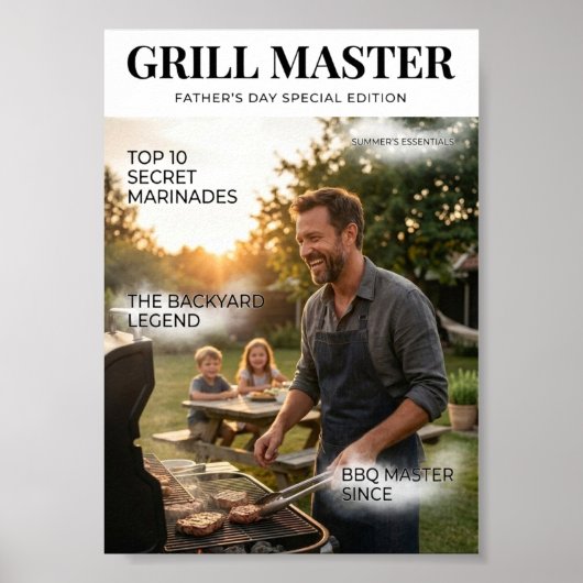 Personalized Grill Master Father’s Day Custom  ポスター (正面)