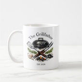 Personalized Grillfather Monogram コーヒーマグカップ (左)