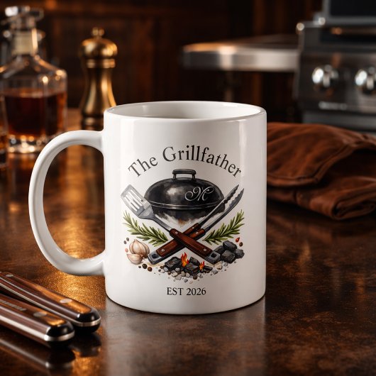 Personalized Grillfather Monogram コーヒーマグカップ
