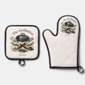 Personalized Grillfather Monogram 鍋つかみ&鍋敷きセット (正面)