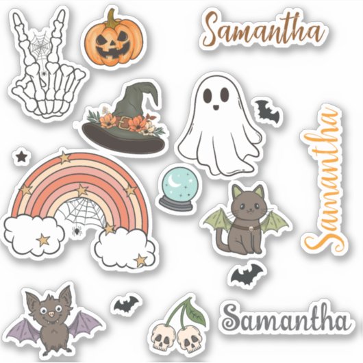 Personalized Groovy Halloween Fun Set  シール (正面)