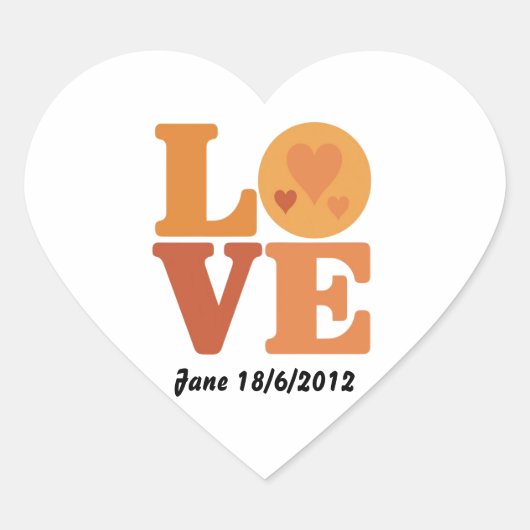 Personalized Groovy Love 70s Valentine Poster ハートシール (正面)