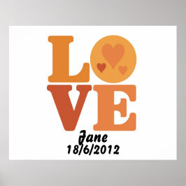 Personalized Groovy Love 70s Valentine Poster ポスター