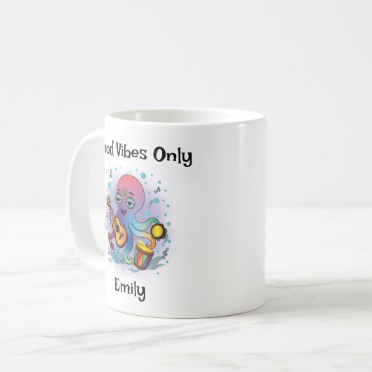 Personalized Groovy Octopus Mug – Retro Hippie コーヒーマグカップ (正面左)