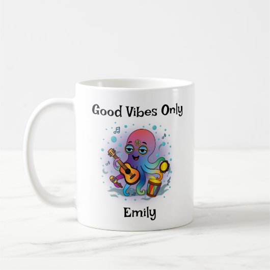 Personalized Groovy Octopus Mug – Retro Hippie コーヒーマグカップ (左)