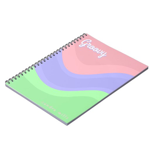Personalized Groovy Pastel Notebook ノートブック (左側)
