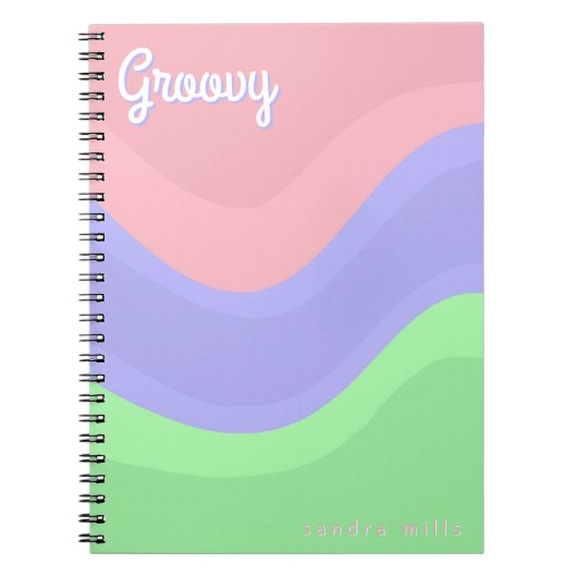 Personalized Groovy Pastel Notebook ノートブック (正面)
