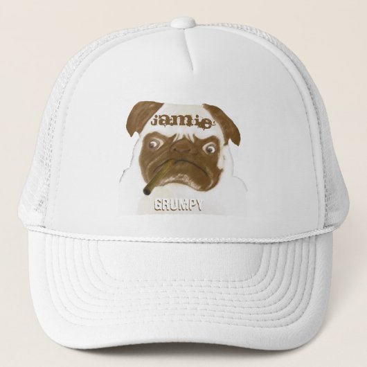 Personalized Grumpy AFICIONADO Puggy Cigar キャップ (正面)