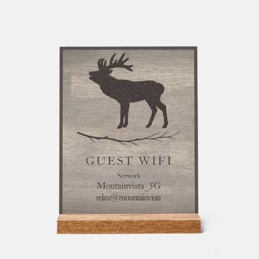 Personalized Guest WiFi Sign for Cabins & Rentals アクリルサイン (正面)