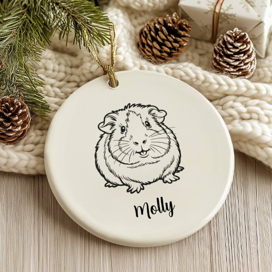 Personalized Guinea Pig Christmas セラミックオーナメント