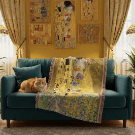 Personalized Gustav Klimt The Kiss Love Message スローブランケット