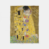 Personalized Gustav Klimt The Kiss Love Message フリースブランケット (正面)