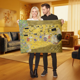 Personalized Gustav Klimt The Kiss Love Message フリースブランケット