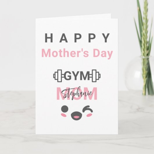 Personalized Gym Mom Happy Mother's Day Card カード (正面)