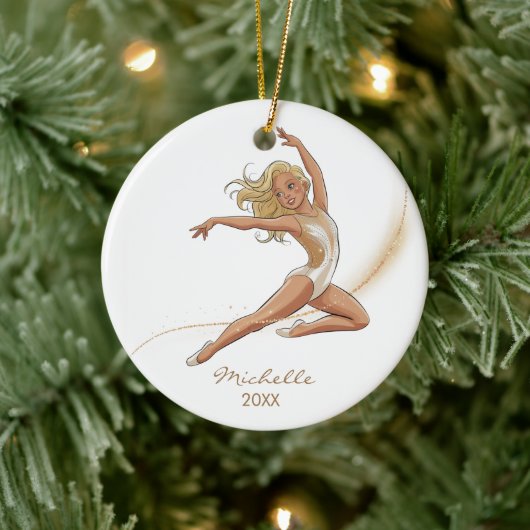 Personalized Gymnast gymnastics Girl Christmas  セラミックオーナメント (ツリー)