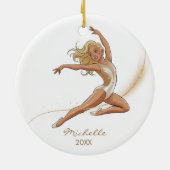 Personalized Gymnast gymnastics Girl Christmas  セラミックオーナメント (裏面)