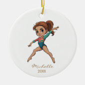 Personalized Gymnast gymnastics Girl Christmas   セラミックオーナメント (正面)