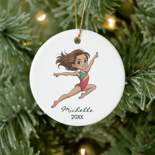 Personalized Gymnast gymnastics Girl Christmas セラミックオーナメント (ツリー)