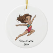 Personalized Gymnast gymnastics Girl Christmas セラミックオーナメント (正面)