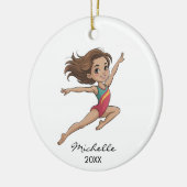 Personalized Gymnast gymnastics Girl Christmas セラミックオーナメント (左)