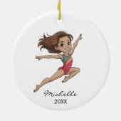 Personalized Gymnast gymnastics Girl Christmas セラミックオーナメント (裏面)