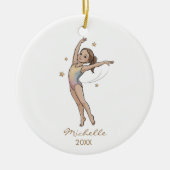 Personalized Gymnast gymnastics Girl Christmas  セラミックオーナメント (正面)