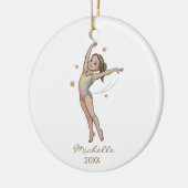 Personalized Gymnast gymnastics Girl Christmas  セラミックオーナメント (左)