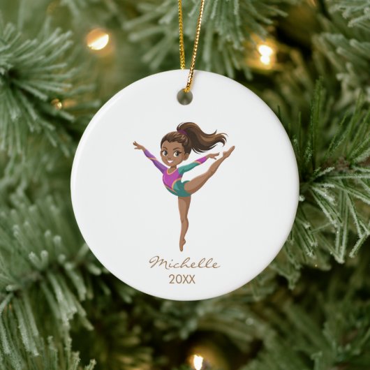 Personalized Gymnast gymnastics Girl Christmas セラミックオーナメント (ツリー)
